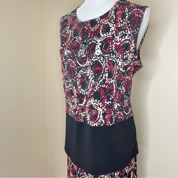 Jones Studio Black Red Abstract Print Top and Skirt Set US XL - Picture 3 of 8